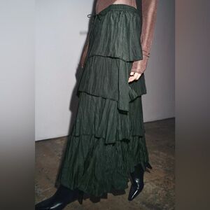 ZARA BOHO RUFFLED MIDI SKIRT ZW COLLECTION